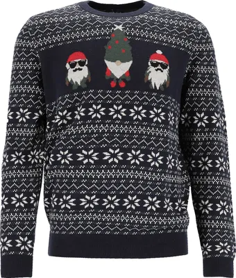 Produktbild von MARVELIS modern fit Kersttrui katoen, O-hals, donkerblauw met Kerst print