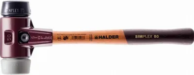 Image de Maillet HALDER SIMPLEX TPE moyen / caoutchouc chargé avec boîtier en fonte malléable et manche en bois - D=60 mm - 3023.060