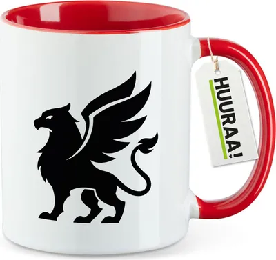 Produktbild von Huuraa Kaffeetasse Greif Silhouette 330ml Rot Keramik Kaffeebecher Geschenkidee
