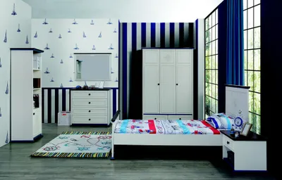 Obrázek produktu pro Kinderzimmer Komplett Set Bett Nachttisch Kleiderschrank Kommode Spiegel 6tlg