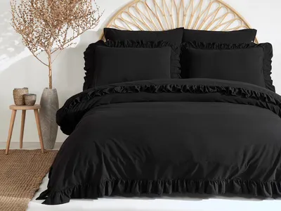 Image de Linge de lit en coton NOIR/160x200(P) STONEWASHED