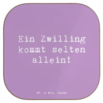 Produktbild von Mr. & Mrs. Panda Untersetzer für Gläser Spruch Zwillingsgeschwister Liebe - Lavendeltraum - Geschenk, Tassenuntersetzer, Geschwister, gläseruntersetzer, bieruntersetzer