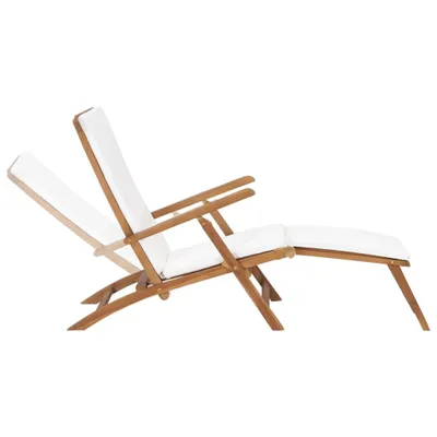 Immagine prodotto di Sedia a Sdraio con Cuscino Bianco Crema Legno Massello di Teak