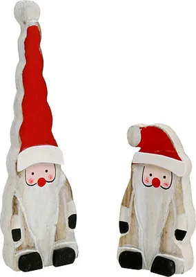 Produktbild von Holz Weihnachtsmann Deko-Set 17cm 6 Stk - Weihnachtliche Tischdeko Nikolaus Figuren, 6 Stück