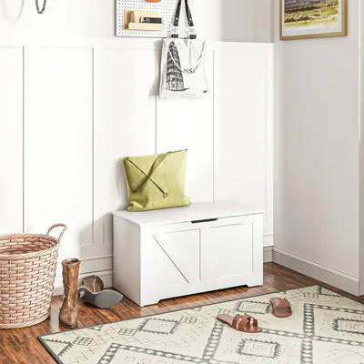 Image de Coffre de rangement pour la chambre à coucher - boîte de rangement avec couvercle - volume 100 l - 80×40×45 cm - blanc