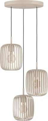 Image de Suspension - couleur sable - 46 x 110 cm - métal - 3 ampoules