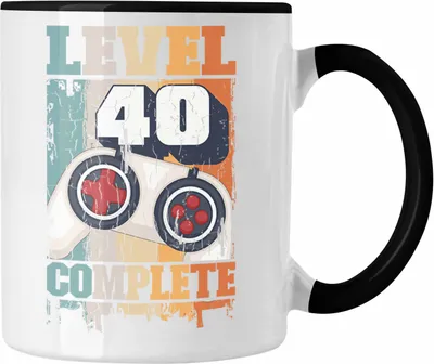 Produktbild von Trendation -  40. Geburtstag Tasse Mann Geschenk 40er Geschenkidee 40 Mutter Vater Männer Lustig Geschenke Gamer (Schwarz)