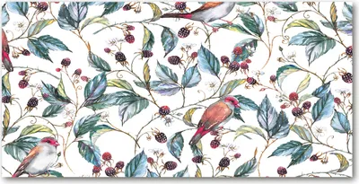 Produktbild von Tulup® Leinwandbild - 140x70 cm - Wandkunst - Drucke auf Leinwand - Leinwanddruck  - Blumen & Pflanzen - Mehrfarbig - Brombeere Vögel
