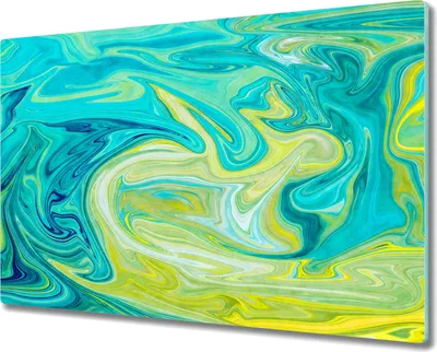 Produktbild von Coloray Herdabdeckplatte 80x52 cm Schneidebrett Kochplattenabdeckung Küchenbrett Hackbrett - Grüne und gelbe Abstraktion