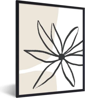 Produktbild von MuchoWow® Gerahmtes Poster Blumen - Minimalismus - Pastell 60x80 cm - Poster mit Schwarzem Bilderrahmen Wandposter Rahmen Foto Bilder - Premium - Wanddeko Wohnzimmer