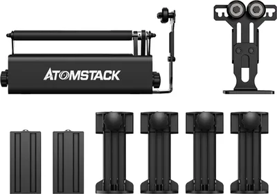 ATOMSTACK R3 PRO Rotary Roller, Y-achsen-Rotationsmodul fuer Gravieren Zylindrischen Objekten, 360 Grad-Drehung, Kompatibel mit ATOMSTACK Graveur