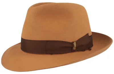 Borsalino edler Fedora Haarfilzhut mit mittelbreiter Krempe in beige