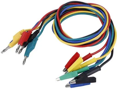Produktbild von Testkabel Set 5 Stück mit Bananasstecker und Krokodilklemmen - 1 Meter