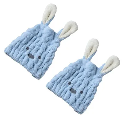 Produktbild von Haartrockenhaube, Haartrockenhandtuch (2er-Pack), saugfähiger, schnelltrocknender Haarturban für Mädchen und Frauen – blau