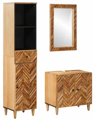 Produktbild von vidaXL Badezimmerschrank-Set 3 stk. 62 x 33 x 58 cm Massivholz Mango