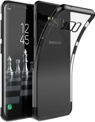 A transparent phone case is shown next to a smartphone.
