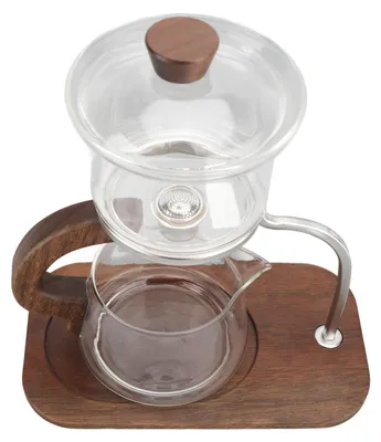 Image de Service à thé paresseux, service à thé en verre transparent, service à thé paresseux Kungfu avec écoulement d'eau magnétique