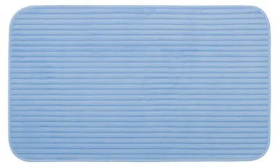 Produktbild von GÖZZE Berlin Cordoptik Badteppich flauschiger saugfähiger rutschsicherer Mikrofaser-Badvorleger Blau 60 x 100 cm