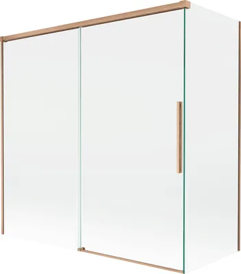 Produktbild von Mexen Rox Duschwand 2-flügelig verschiebbar 160 + 80 x 150 cm, transparent, gebürstetes Kupfer - 8C9-160-080-65-00
