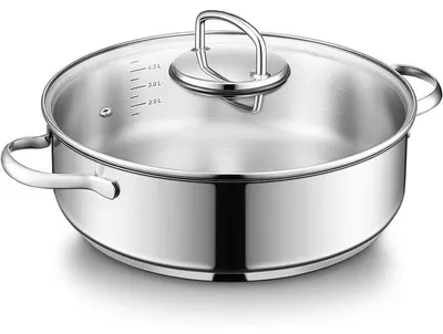 Obrázok produktu pre Nerezová hlboká panvica s pokrievkou 11123, priemer 28 cm, strieborná