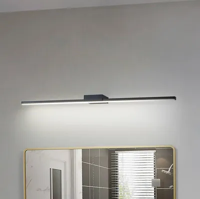 Produktbild von Lucande LED-Spiegellampe Kivana, schwarz, Metall, 90cm, IP44