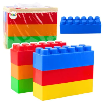 Zdjęcie produktu dla Zestaw z dużymi klockami w kolorowej torbie 28.5X9X9 Cm 6El.