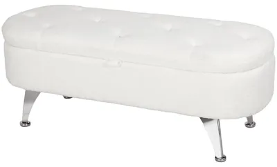 Obrázok produktu pre Úložná lavica s priestorom na odkladanie a čalúneným sedákom | Farba: biela | Rozmery: 114x47x46,5 cm