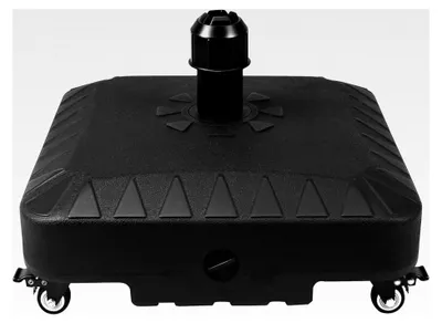 Produktbild von 20L Sonnenschirmständer mit 4 Rollen, runder Schirmständer, stabiler Schirmhalter für Garten, Balkon, Strand und Pool, befüllbar mit Wasser oder Sand