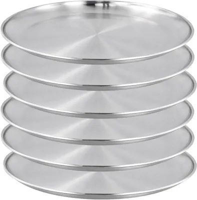 Produktbild von Set Edelstahlplatten - Campinggeschirr, korrosionsbeständig, 30 cm Durchmesser, silber