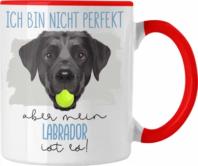 Produktbild von Trendation - Labrador Besitzer Tasse Geschenk Lustiger Spruch Geschenkidee Besitzerin Ich Bin Nicht Perfekt Aber Mein Labrador Ist Es (Rot)