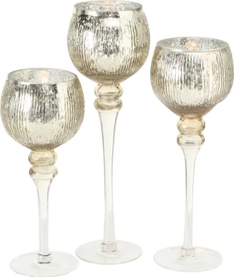 Produktbild von Boltze Windlicht Set Manou 3-tlg gold Deko-Gläser Weihnachtsdeko gerades Muster