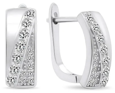 Image de Charmantes boucles d'oreilles en argent ornées de zircones, modèle EA568W