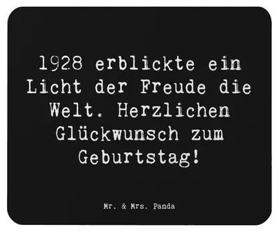 Produktbild von Mr. & Mrs. Panda Mousepad Spruch 1928 Geburtstag Freude - Schwarz - Geschenk, Erinnerungen, Mouse Pad, Glückwunsch, Jubiläum, Mauspad, laptop, Geburtstagsgeschenk, feiern