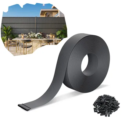 Obrázek produktu pro YARDIN PVC plotová zástěna, pás na ochranu před zrakem, zahradní plot, větrolam, rohož na ochranu před zrakem, pletená páska 70 m, antracitová, se 140 sponkami