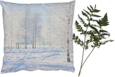 Produktbild von MuchoWow® Zierkissen Sofakissen Wohnzimmer Dekokissen 45x45 cm Schnee - Bäume - Winter - Schlafpolster - Polster für das Sofa