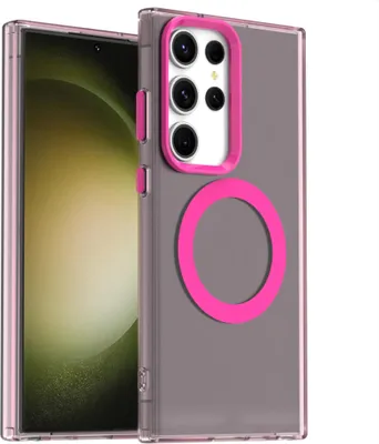 Produktbild von Handyhülle für Samsung Galaxy S23 Ultra, Hülle Kompatibel mit MagSafe, Schlank Durchscheinend Matt Stoßfest Schutzhülle Rot