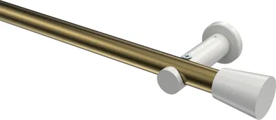 Produktbild von Interdeco Gardinenstange / Vorhangstange Messing Antik / Weiß, Typ Platon Sitra (Konus) ohne Ringe, 20 mm Ø 1-läufig, 260 cm