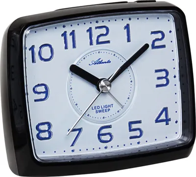 Produktbild von Atlanta 1979/7 Wecker Quarz analog schwarz leise ohne Ticken mit Licht Snooze