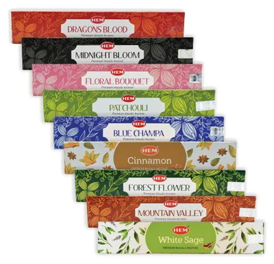 Obrázek produktu pro Sada vonných tyčinek HEM Premium Masala - Výběr vůní (9 druhů)
