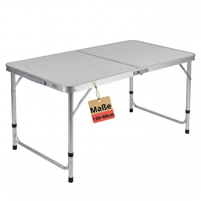 Produktbild von BigDean Klapptisch Campingtisch 120x60cm Höhenverstellbar & Stabil Alu Gestell mit Tragegriff