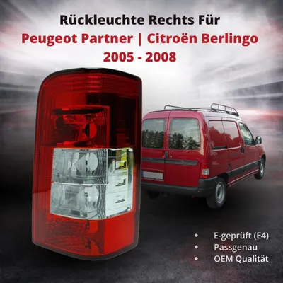 Image de Feu arrière Feu arrière Feu droit Pour Peugeot Partner | Citroën Berlingo 2005 - 2008 | 6351CX