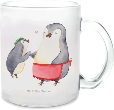 Produktbild von Mr. & Mrs. Panda Häferl Pinguin mit Kind - Transparent - Geschenk, Muttertag, Vorbild Mama, Haferl, Familie, Tee Tasse, Lieblingsmensch, Pott, Henkelbecher, Teetasse