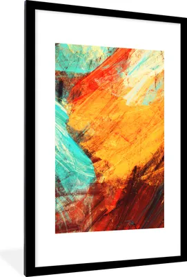 Produktbild von MuchoWow® Gerahmtes Poster Gemälde - Abstrakt - Öl 60x90 cm - Poster mit Schwarzem Bilderrahmen Wandposter Rahmen Foto Bilder - Dekoration - Wandposter Wohnzimmer - Hochwertig