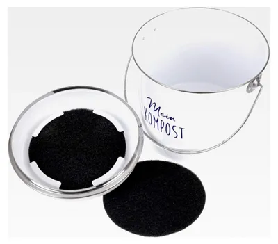 Produktbild von Großer Komposteimer, weißes Metall, 6 Liter