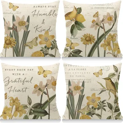 Image de Coussin d'extérieur 45x45 cm, lot de 4, coussins décoratifs en toile pour salon, jardin ou balcon