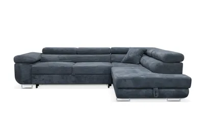 Produktbild von Ecksofa Aller L-form Schlafsofa in Grau Cord Eckcouch mit Schlaffunktion und Bettkasten, Rechte Ottomane