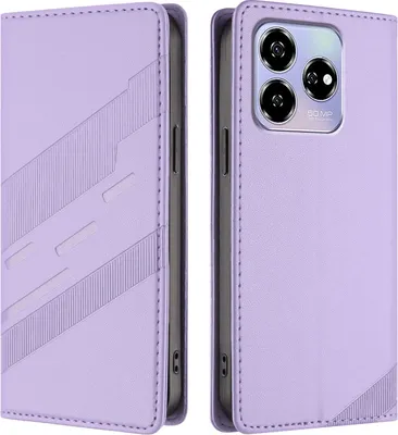 Produktbild von Hülle für ZTE Axon 60, Kunstleder Brieftaschen Handyhülle mit Kartenfach und Standfunktion Violett