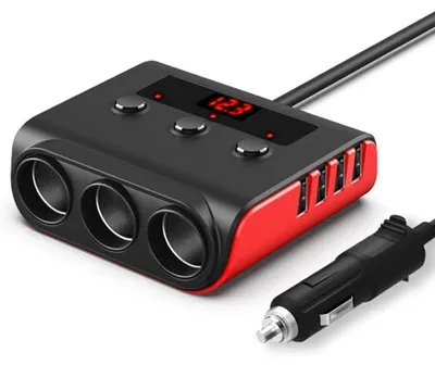 Produktbild von Kfz Zigarettenanzünder Verteiler 12V 24V, 7 Fach Auto Steckdose mit LED Spannungsanzeige, USB Ladegerät für LKW, Auto und Wohnmobil