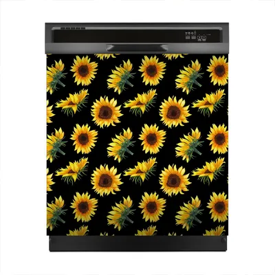 Produktbild von Aufkleber sticker 60x60 cm Dekorative folie Spülmaschine - Sonnenblumen auf Schwarz