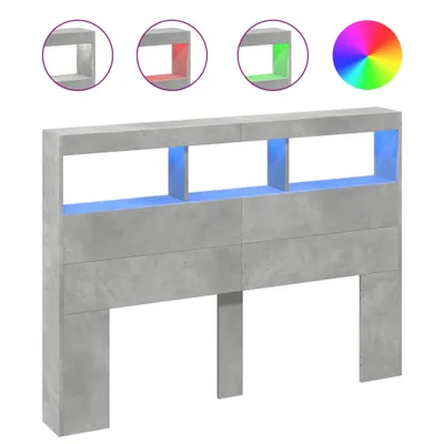 Image de Armoire tête de lit avec LED gris béton 140x17x102 cm
